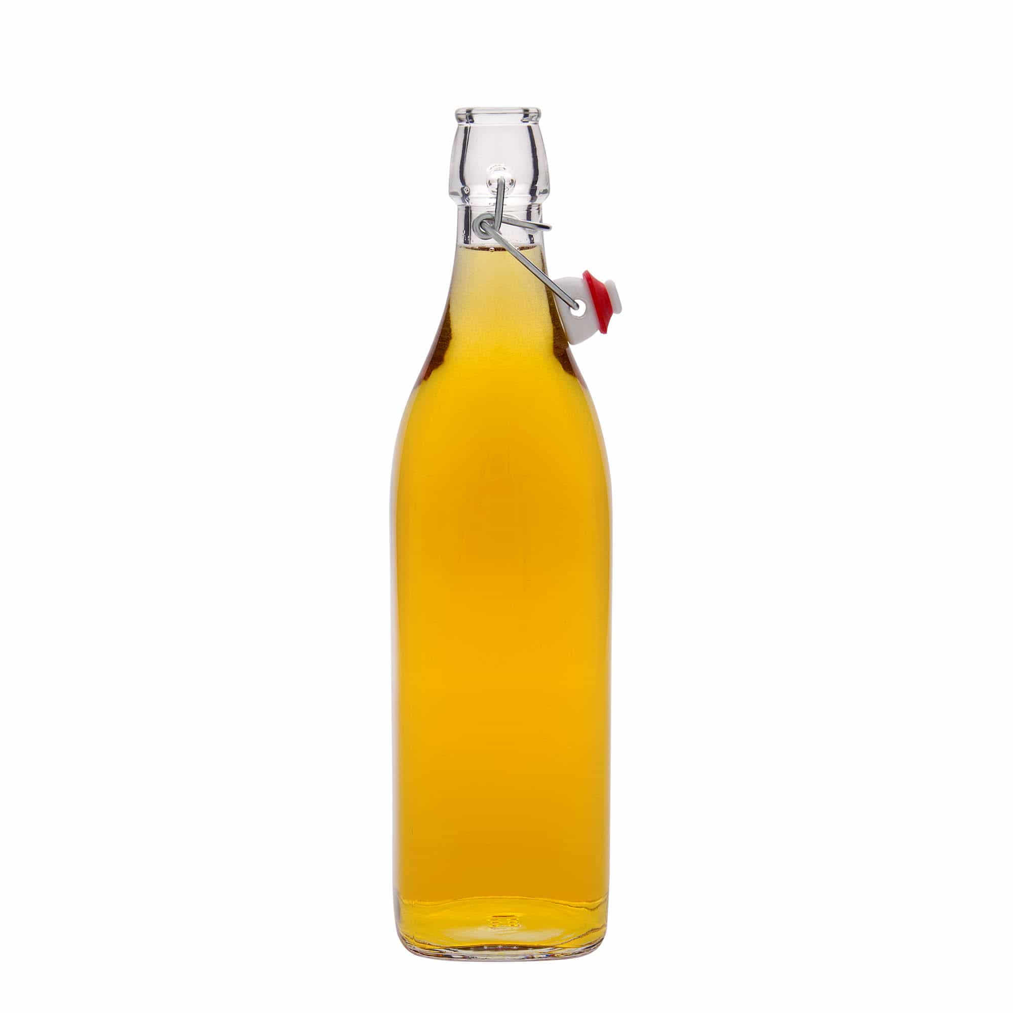 1000 ml-es üvegpalack 'Swing, négyzet alakú, szájnyílás: csatos zár