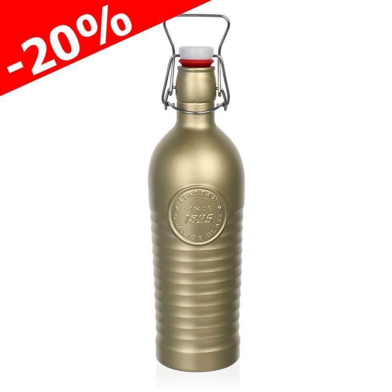 1200 ml-es üvegpalack 'Officina 1825', arany, szájnyílás: csatos zár