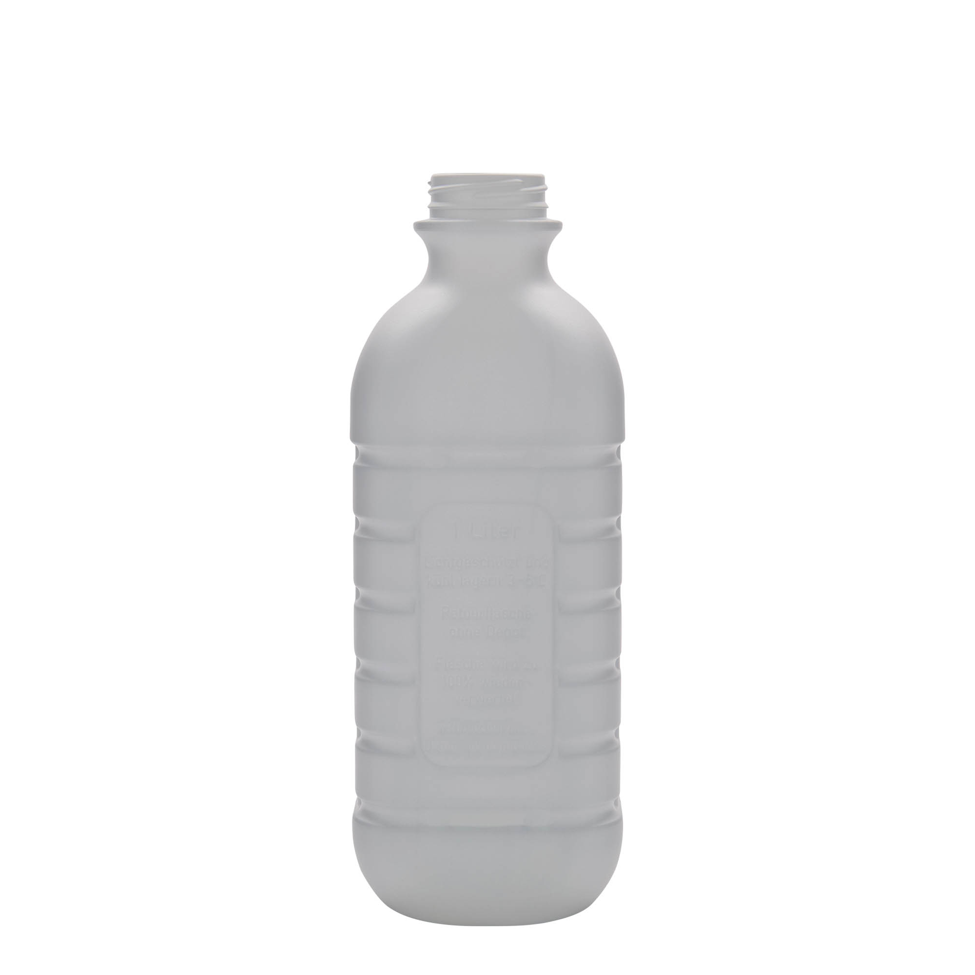 1000 ml-es tejes palack, négyszögletű, HDPE-műanyag, fehér, szájnyílás: PEHD40