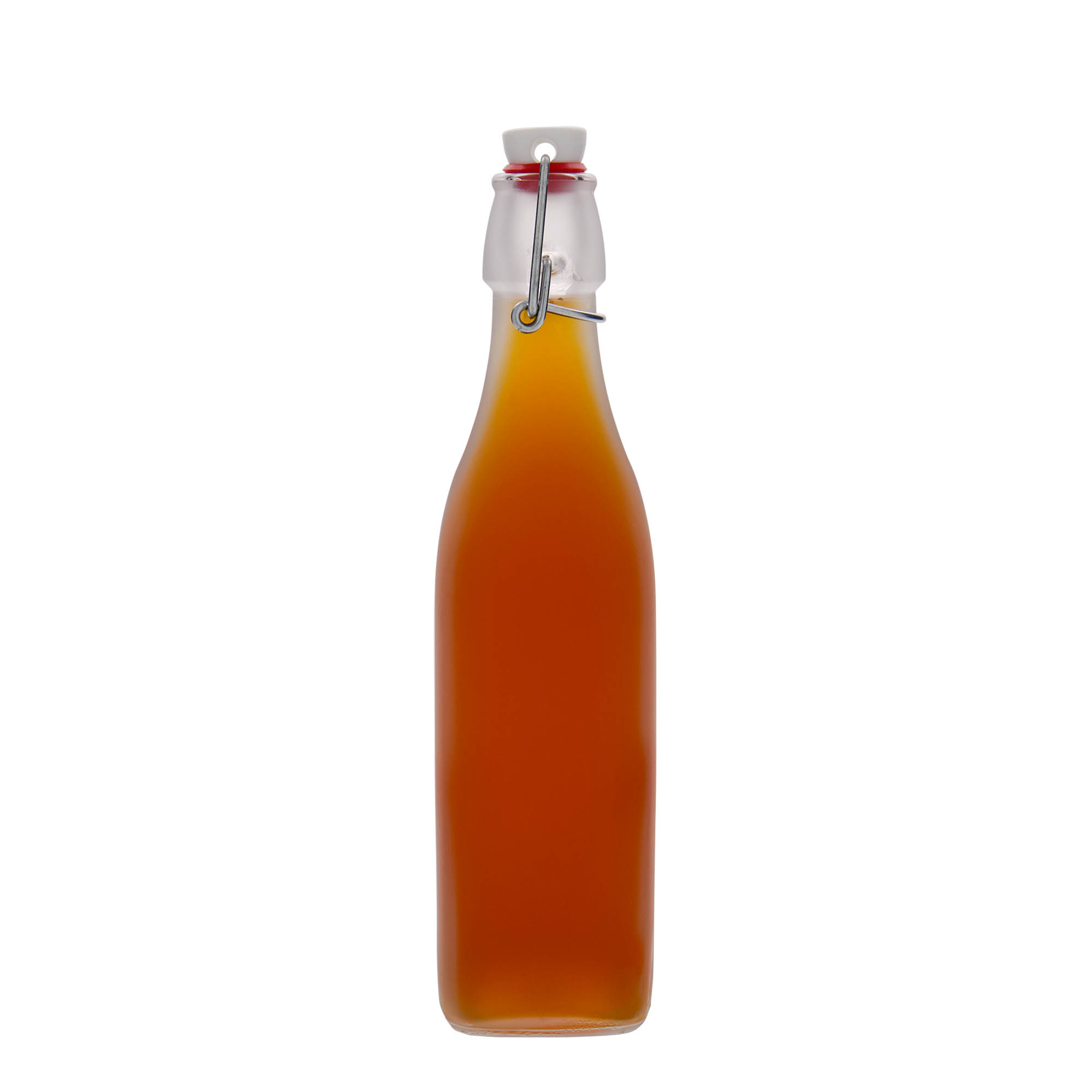 500 ml-es üvegpalack 'Swing, négyzet alakú, fehér, szájnyílás: csatos zár