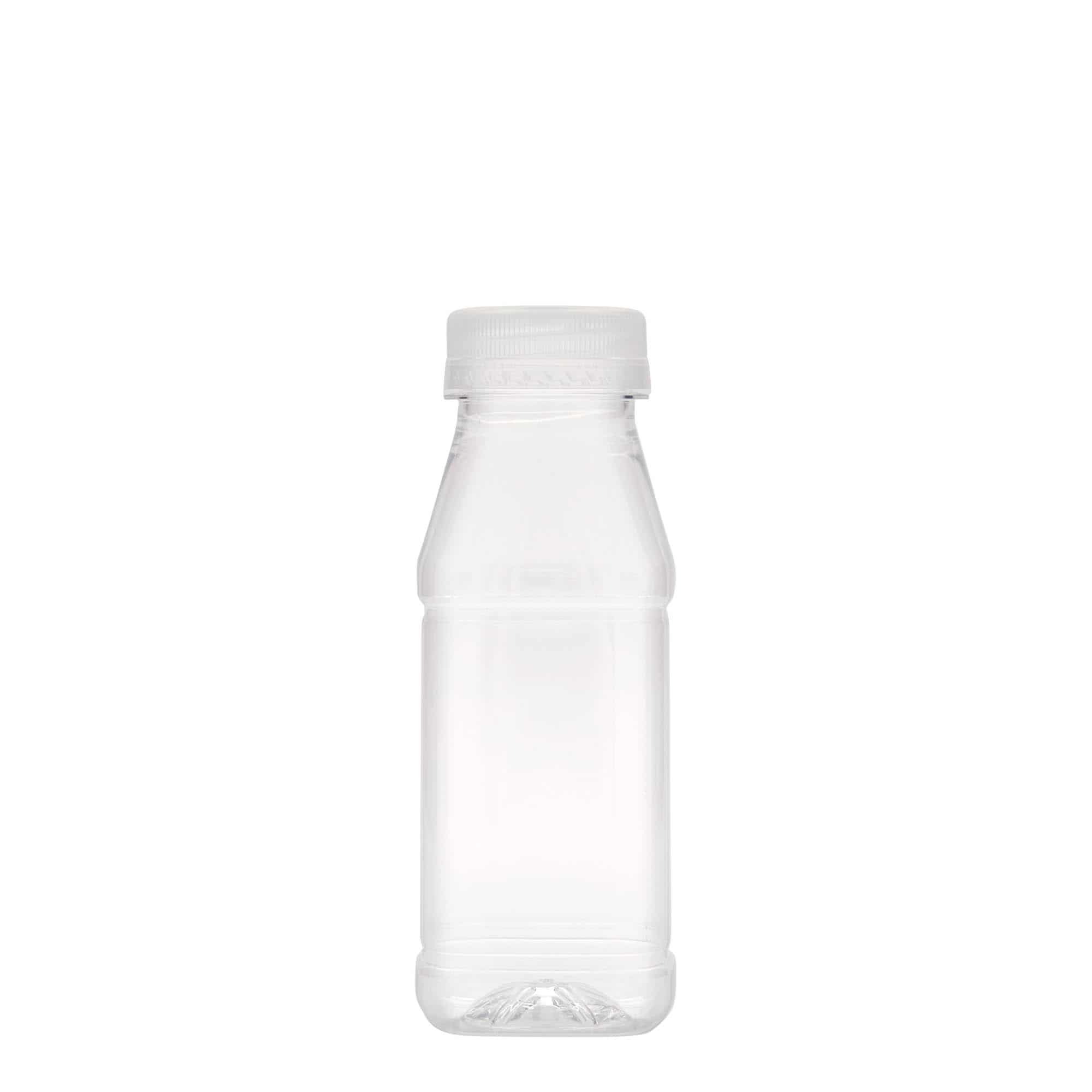 250 ml-es PET-palack 'Milk and Juice Carré', négyzet alakú, műanyag, szájnyílás: 38 mm