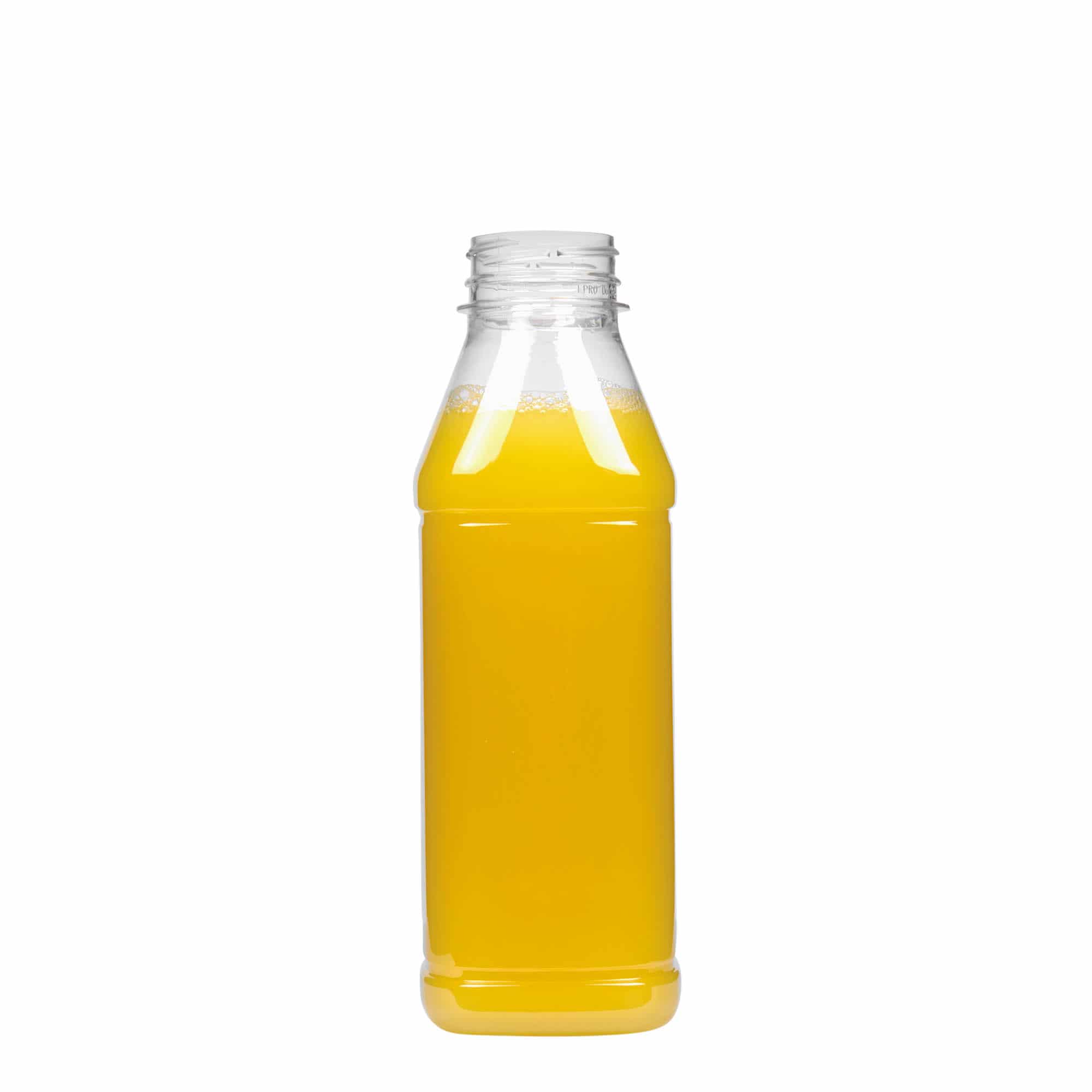 500 ml-es PET-palack 'Milk and Juice Carré', négyzet alakú, műanyag, szájnyílás: 38 mm