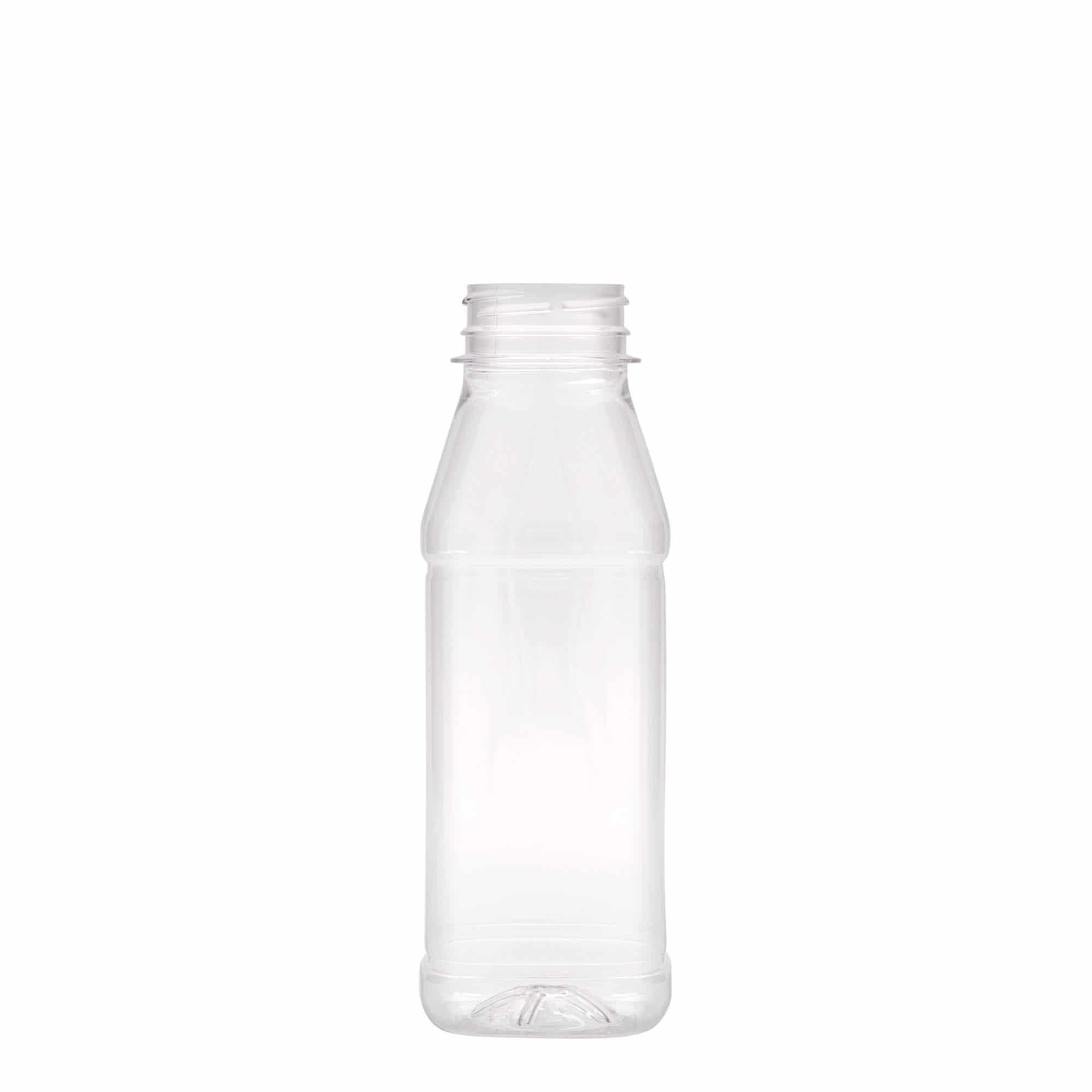 330 ml-es PET-palack 'Milk and Juice Carré', négyzet alakú, műanyag, szájnyílás: 38 mm