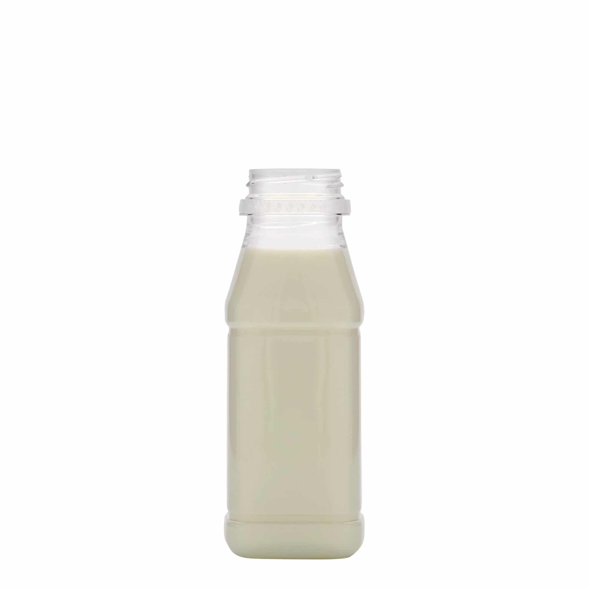 250 ml-es PET-palack 'Milk and Juice Carré', négyzet alakú, műanyag, szájnyílás: 38 mm