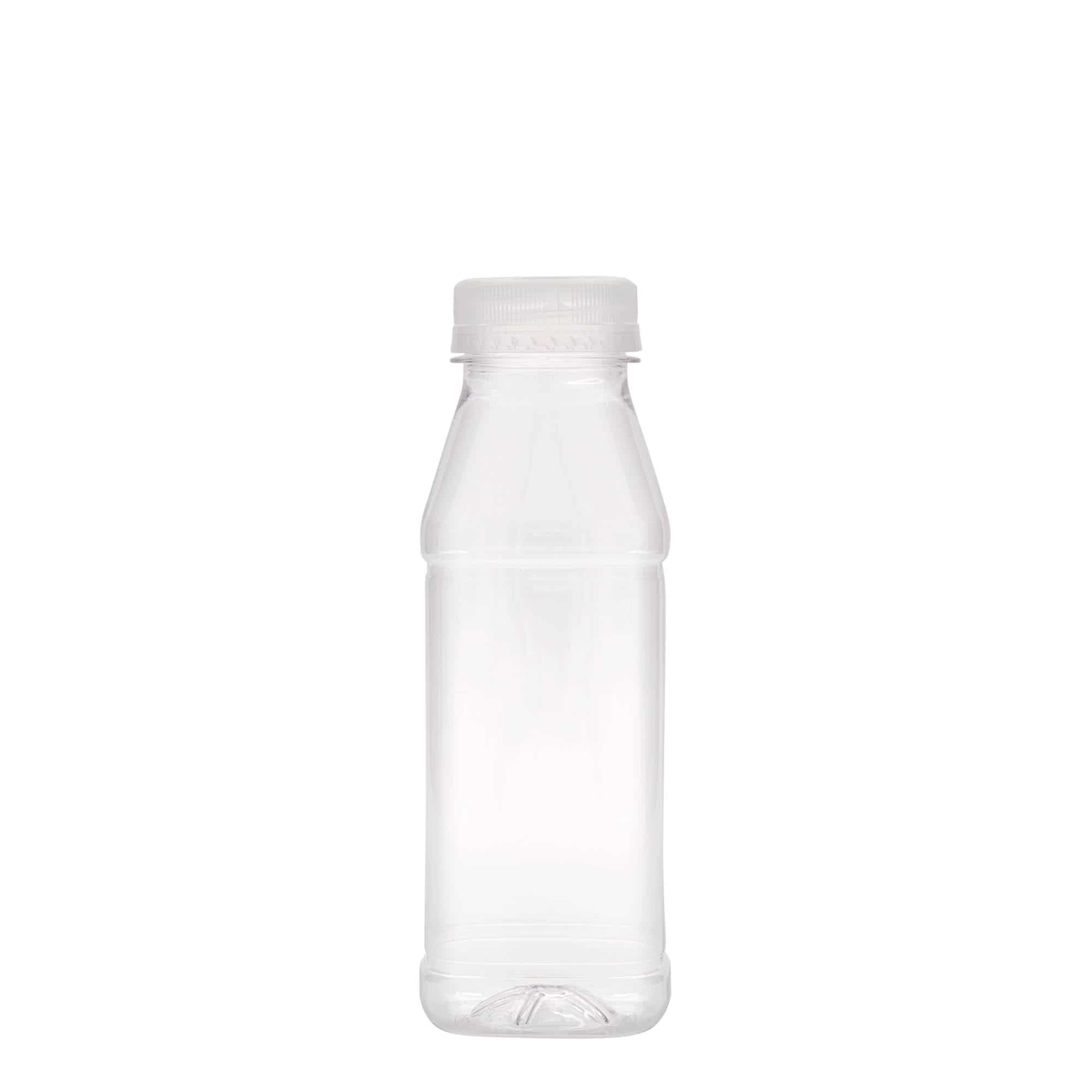 330 ml-es PET-palack 'Milk and Juice Carré', négyzet alakú, műanyag, szájnyílás: 38 mm