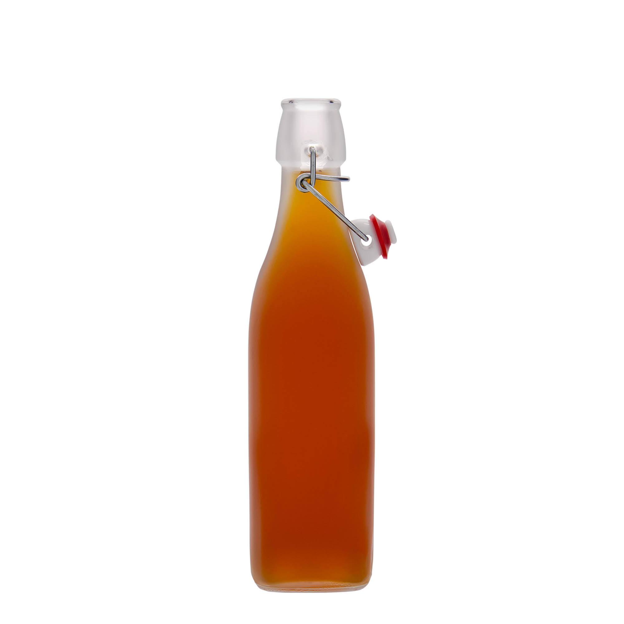 500 ml-es üvegpalack 'Swing, négyzet alakú, fehér, szájnyílás: csatos zár