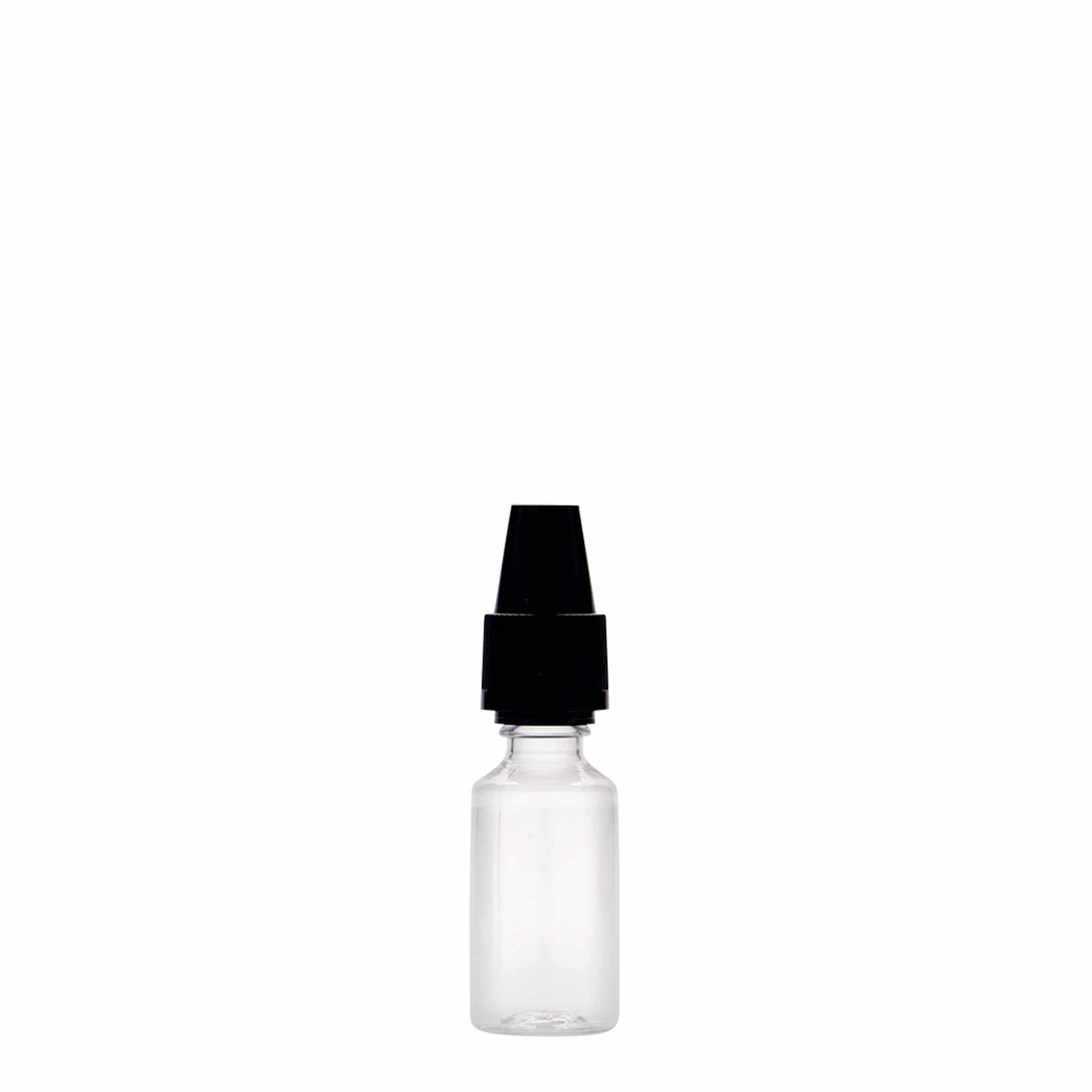 10 ml-es PET-palack 'E-Liquid' minőség- és gyerekzárral, műanyag, szájnyílás: csavaros kupak